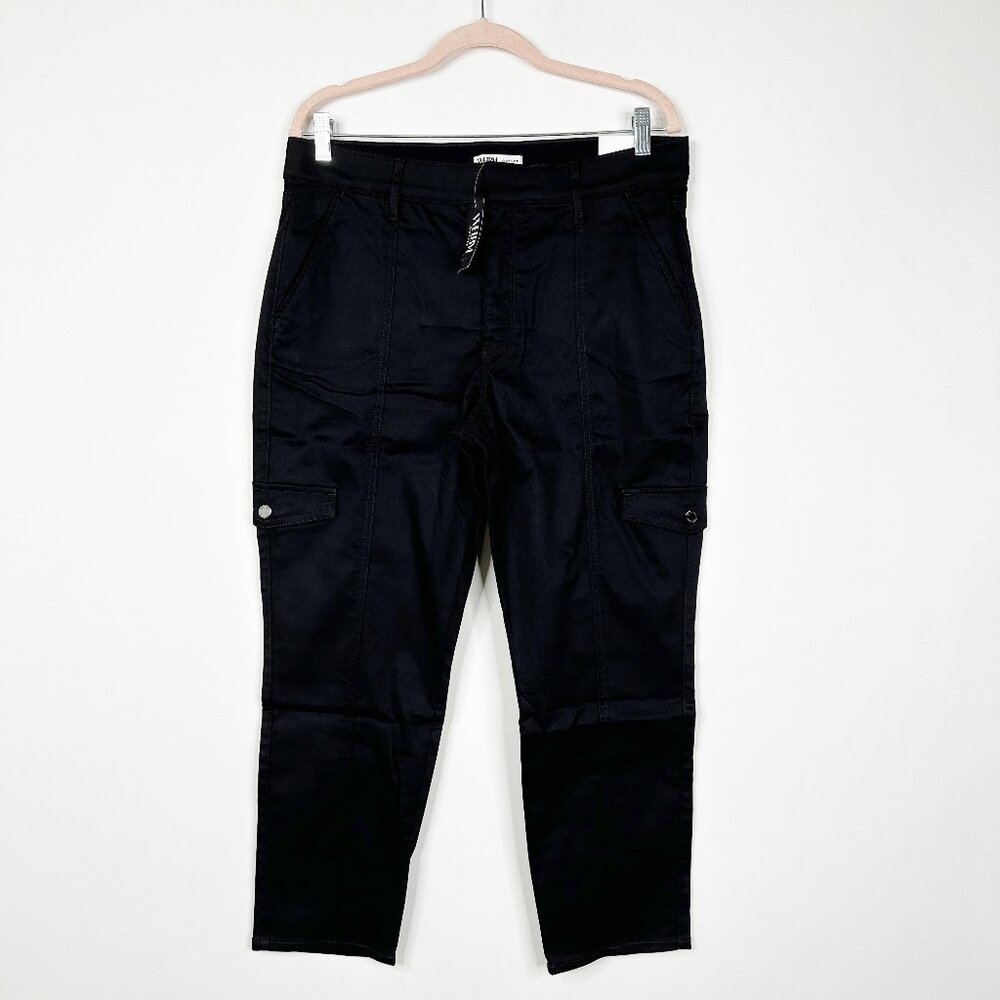 NWT White House Black Market Pants Black 12 High Rise Utility Crop Cargo Ankle - Picture 2 of 12